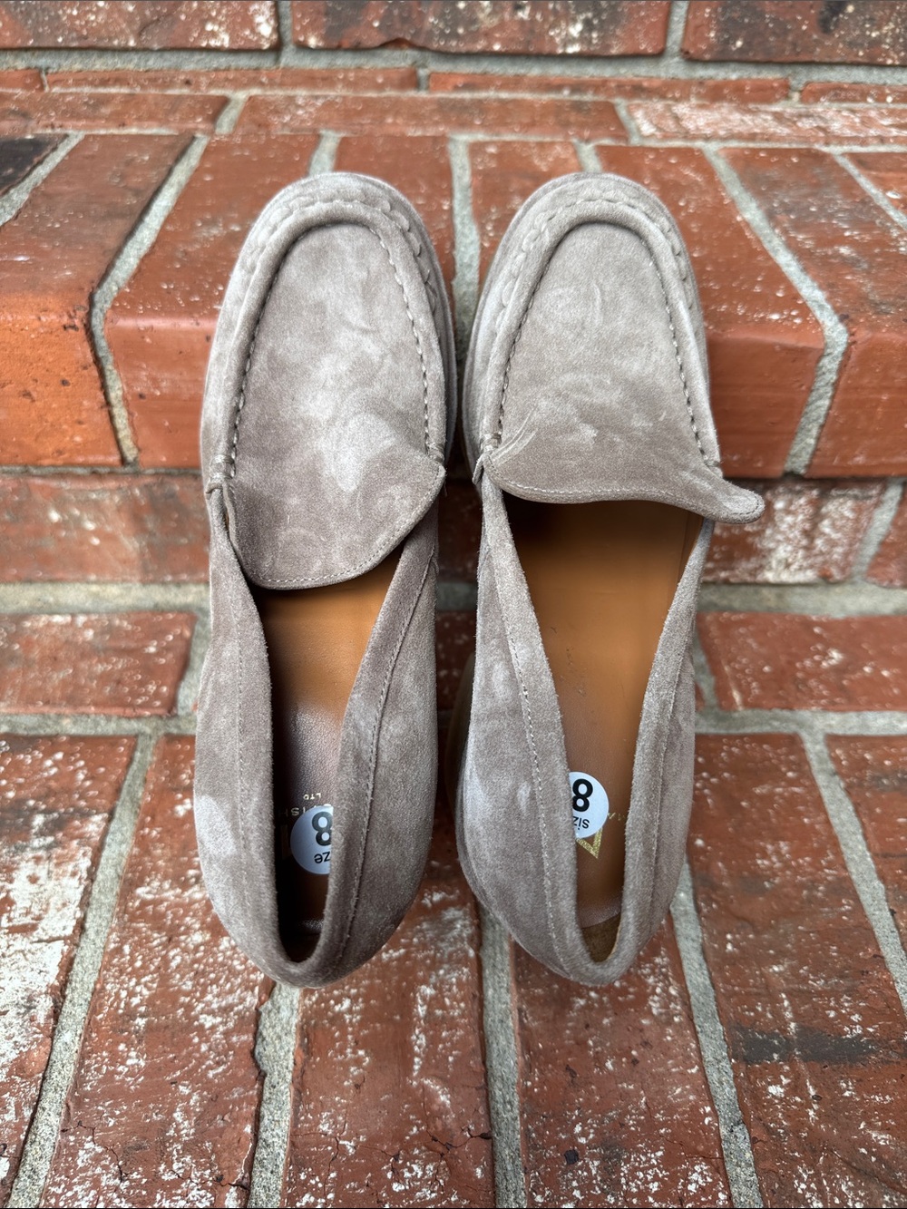 Marc Fisher Lina Grey Suede Platform Heeled Loafers - Gum Sole Shoes Size 8M - Picture 6 of 8